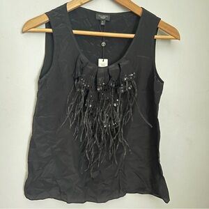 Talbots Silk Tank with Feathers and Sequins NEW WITH TAGS Size 4P